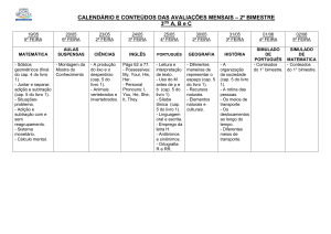 CALENDÁRIO E CONTEÚDOS DAS AVALIAÇÕES MENSAIS – 2º