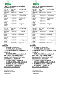 6º ano C - DATAS DAS AVALIAÇÕES 1º BIMESTRE/2015 DIA DA