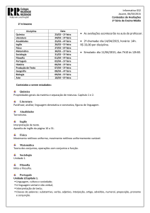 Informativo 032 Jacareí, 06/03/2015 Conteúdos de Avaliações 1ª