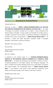 Declaração revisão língua portuguesa e Inglesa