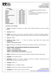 Informativo 039 Jacareí, 12/03/2014 Conteúdos de Avaliações 1ª