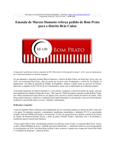 Emenda de Marcos Damasio reforça pedido de Bom Prato - PR-SP