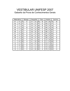 VESTIBULAR UNIFESP 2007