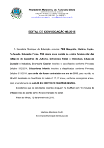 Edital de Convocação 08/2015 - Prefeitura Municipal de Patos de