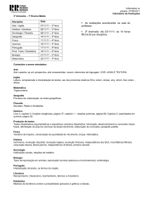 Informativo xx Jacareí, 07/06/2011 Calendário de Avaliações 3º
