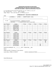 saldo de classes/aulas - Região de Bragança Paulista