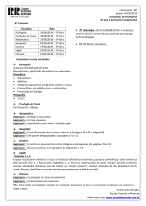 Informativo 107 Jacareí, 05/06/2014 Conteúdos de Avaliações 4º