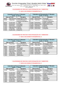 Calendário de Provas e Recuperação do 2° Bimestre 6° ano A do