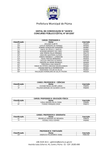 Prefeitura Municipal de Piúma EDITAL DE CONVOCAÇÃO N º 04
