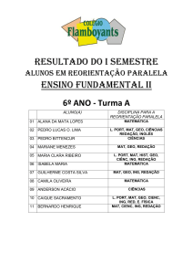 Resultado do i semestre ALUNOS EM REORIENTAÇÃO PARALELA