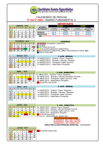 CALENDÁRIO DE PROVAS 6º AO 9º ANO – ENSINO