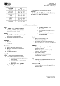 Informativo 127 Jacareí, 31/10/2011 Calendário de Avaliações 3º