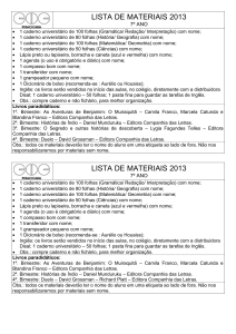 lista de materiais 2013 - Colégio COC Piracicaba