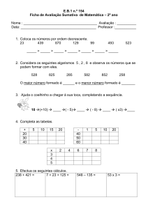 Ficha de Avaliação Sumativa de Matemática (2º ano)