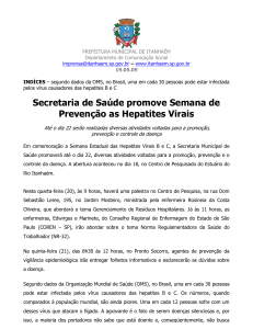 Secretaria de Saúde promove Semana de Prevenção as Hepatites