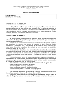 Geografia – Ensino médio - COLÉGIO ESTADUAL WOLFF KLABIN