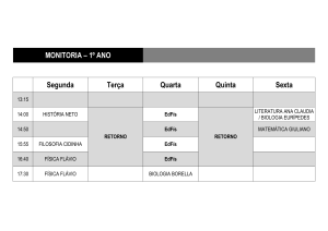 MONITORIA – 1º ANO Segunda Terça Quarta Quinta Sexta 13:15 14