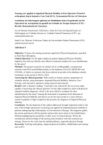 Nursing care applied to Impaired Physical Mobility in Post Operative