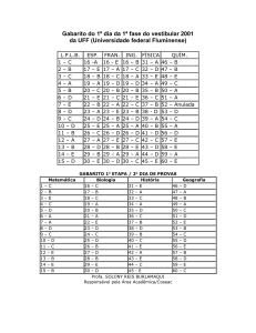 Gabarito do 1º dia da 1ª fase do vestibular 2001
