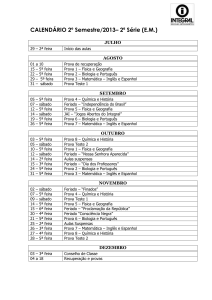 Calendário Anual – 2003 - Integral Paulínia – 2ª Série EM