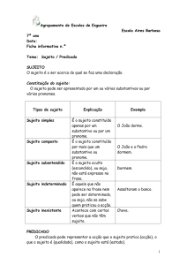 Sujeito, predicado, predicativo do sujeito