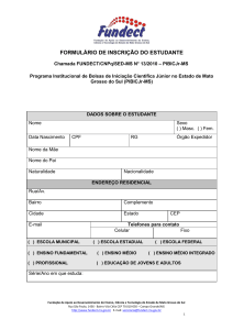 formulário de inscrição do estudante