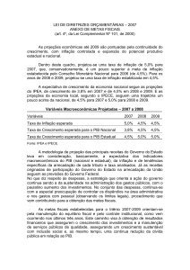 PROJEÇÕES ECONÔMICAS PARA O TRIÊNIO 2007-2009