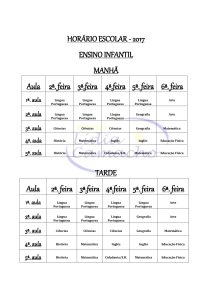 Horário Escolar - Ensino Infantil