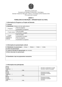 Anexo V - Formulário de inscrição - apresentação cultura