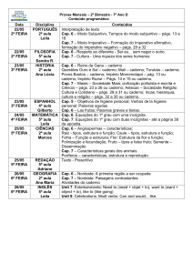 Provas Mensais – 2º Bimestre - 7º Ano D Conteúdo programático