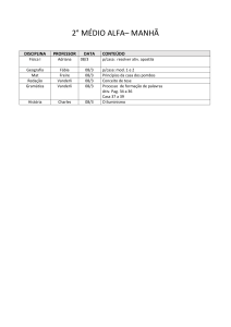 2° MÉDIO ALFA– MANHÃ DISCIPLINA PROFESSOR DATA