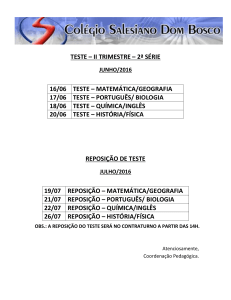 Reposição de testes - 2ª Série EM - 19/05/2016