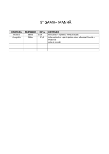 9° GAMA– MANHÃ DISCIPLINA PROFESSOR DATA CONTEÚDO