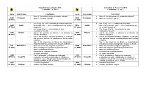 Calendário de Avaliações 2016 2° Bimestre – 5° ano D Calendário