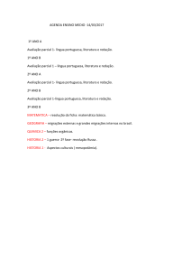 AGENDA ENSINO MEDIO -14/03/2017 1º ANO A Avaliação parcial