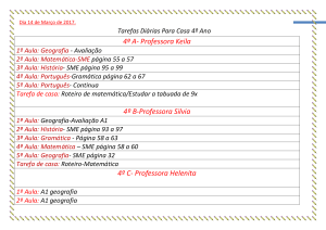 Dia 14 de Março de 2017. Tarefas Diárias Para Casa 4º Ano 4º A