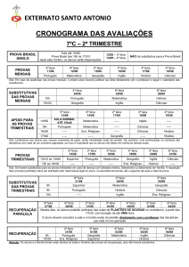 externato santo antonio cronograma das avaliações 7ºc – 2º trimestre