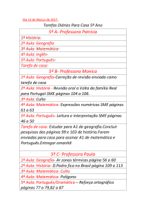 Dia 13 de Março de 2017. Tarefas Diárias Para Casa 5º Ano 5º A