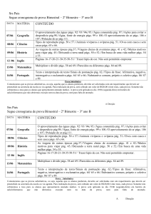 Srs Pais Segue cronograma de prova Bimestral – 4º Bimestre – 3º