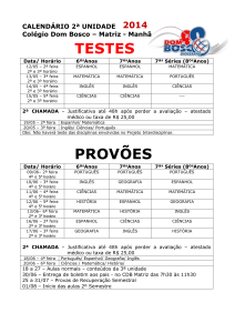 CALENDÁRIO Testes 2ª Unid CDB Matriz Manhã