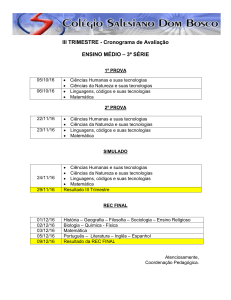 Cronograma de avaliação III Trimestre