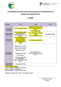 calendário de provas de equivalência à frequência do ensino