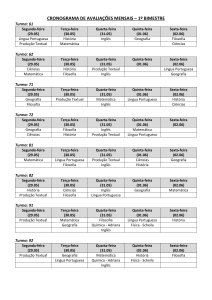 Calendário de Avaliações Mensais - 2° BIM