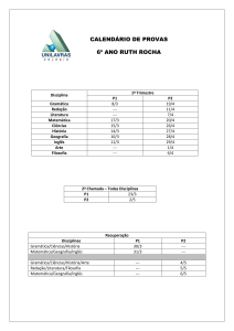 CALENDÁRIO DE PROVAS 6º ANO RUTH ROCHA Disciplina 1º