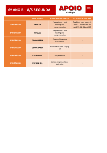 DISCIPLINA ATIVIDADE DE CLASSE ATIVIDADE DE CASA 1º