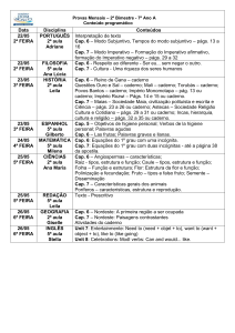 Provas Mensais – 2º Bimestre - 7º Ano A Conteúdo programático