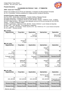calendário de provas 1º ano - 2º trimestre