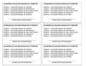 calendário de avalição mensais do 3º bimestre