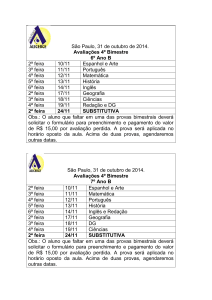 Avaliações 4º Bimestre 6º Ano B