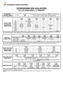 externato santo antonio cronograma das avaliações